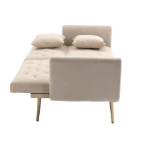 Modern 2-Seater Sofa with 3-Position Adjustable Backrest, Convertible Loveseat with Thick Padded Cushions, 165L x 72.5W x 75H cm, Beige(m-13)