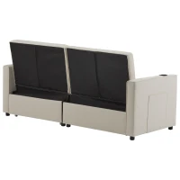 King-Size Pull-Out Sofa Bed with 3-in-1 Convertible 2-Seater, Independent Convertible Couch with Iron and Solid Wood Frame, 207L x 87W x 96H cm, Beige(m-15)