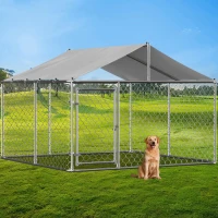Canil exterior para cães com telhado, 230x230x117 cm, Prateado(m-2)