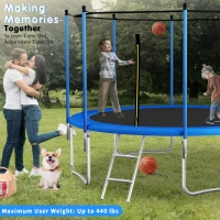 Outdoor Trampoline with Basketball Hoop and Safety Net, Heavy Duty Rebounder with Weatherproof Steel Frame, 366L x 366W x 76H cm, Blue(m-4)