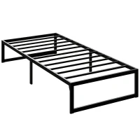 HOMCOM Bettgestell 90 x 200 cm mit Metall-Lattenrost, Einzelbett mit Stauraum unter dem Bett, geräuscharm, einfache Montage, schwarz(m-1)