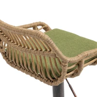 Set of 2 Swivel Bar Stools with Padded Linen Seat and Iron Frame, Height-Adjustable Counter Chairs with Metal Disc Base, 48L x 49W x 109H cm, Green(m-9)