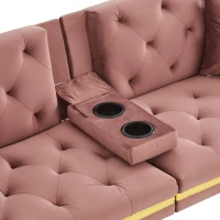 Two-Seater Convertible Sofa Bed with 3-Level Adjustable Backrest, Space-Saving Sleeper Sofa with High-Density Foam, 174L x 76W x 71.5H cm, Pink(m-10)
