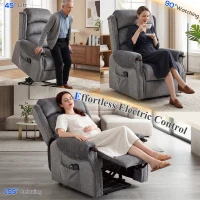 HOMCOM Power Lift Recliner with Vibration Massage and Heat, Lift Chair for Tall with Wood Grip, Pocket Spring, Light Grey(m-4)