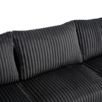 Modular L-Shaped Sectional Sofa with Deep Seat, Plush Corduroy Boneless Couch for Living Room, 257L x 160W x 80H cm, Gray(m-10)