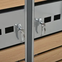 Lockable Outdoor Bin Storage Cabinet with Integrated Planter, Double Bin Storage Shed with Galvanised Steel Frame, 132L x 80W x 124.5H cm, Grey+Wood(m-5)