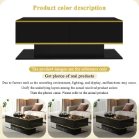 Modern LED Coffee Table with USB-Powered Colour-Changing Light Strip, Functional Center Table with 3 Drawers, 100L x 50W x 40H cm, Black(m-4)
