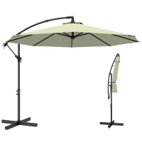 Outsunny 3m Overhanging Cantilever Parasol, with Cross Base - Beige(m-9)