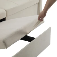 King-Size Pull-Out Sofa Bed with 3-in-1 Convertible 2-Seater, Independent Convertible Couch with Iron and Solid Wood Frame, 207L x 87W x 96H cm, Beige(m-13)