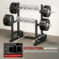 SPORTNOW Soporte Barra Pesas Ajustable en Altura con Topes de Seguridad para Sentadillas y Press de Banca en Casa Carga 300 kg(m-6)