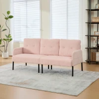Oversized Two-Seater Corduroy Sofa with Ergonomic Curves, Comfortable Loveseat with Dual Side Storage Pockets, 171L x 72W x 80H cm, Pink(m-4)