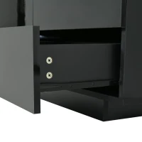 High Gloss Sideboard with LED Lights and Noiseless Hydraulic Hinges, Modern Storage Cabinet with 2 doors and 3 drawers, 140L x 35W x 72.5H cm, Black(m-12)