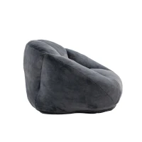 Shell-Shaped Bean Bag Chair with High-Rebound Memory Foam Filling, Ergonomic Floor Lounger with Faux Fur Removable Cover, 100L x 90W x 57H cm, Black(m-15)