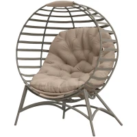 Outsunny Egg Chair with Soft Cushion, Steel Frame and Side Pocket, Garden Patio Basket Chair for Indoor, Outdoor, Brown(m-20)