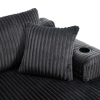 Modular L-Shaped Sectional Sofa with Deep Seat, Plush Corduroy Boneless Couch for Living Room, 257L x 160W x 80H cm, Gray(m-12)