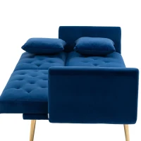 Modern 2-Seater Sofa with 3-Position Adjustable Backrest, Convertible Loveseat with Thick Padded Cushions, 165L x 72.5W x 75H cm, Navy(m-12)