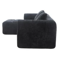Oversized Modular L-Shaped Sofa with Deep-Seated Sleeper Design, Plush Sectional Sofa with Hidden Side Pockets, 250L x 158W x 60H cm, Black(m-14)