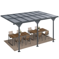 Outsunny Pergola Alu 4,5x3m Polycarbonate Gris Adossable