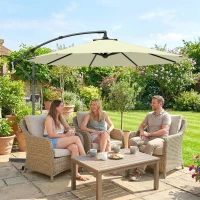 Outsunny 3m Overhanging Cantilever Parasol, with Cross Base - Beige(m-2)
