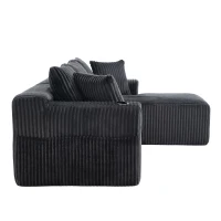 Modular L-Shaped Sectional Sofa with Deep Seat, Plush Corduroy Boneless Couch for Living Room, 257L x 160W x 80H cm, Gray(m-14)