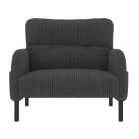Corduroy Single-Seater Armchair with High-Density Foam Cushion, Ergonomic Wide Seat with Double Side Storage Pockets, 67L x 75W x 79H cm, Gray(m-2)