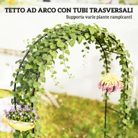 Outsunny Arco da Giardino in Metallo con Base per Piante Rampicanti per Cerimonie, Compleanni ed Eventi, Nero(m-4)