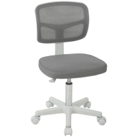 Vinsetto Ergonomischer Bürostuhl ohne Armlehnen, Drehstuhl mit gebogener Netzrückenlehne und Rollen, Grau