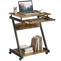 HOMCOM Movable Computer Desk with 4 Moving Wheels and Keyboard Tray(m-9)