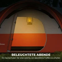 Outsunny Campingzelt für 5-6 Pers., Familienzelt, wasserdicht, mit Vorzelt, 550L x 300B x 198Hcm, Orange(m-7)