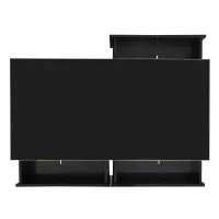 Modern LED Coffee Table with USB-Powered Colour-Changing Light Strip, Functional Center Table with 3 Drawers, 100L x 50W x 40H cm, Black(m-11)
