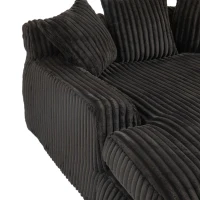 Modern Oversized Chaise Lounge Chair with Memory Foam Seat, Versatile Sofa Bed for Living Room or Bedroom, 155L x 125W x 63H cm, Black(m-11)