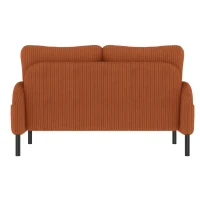 Modern Two-Seater Corduroy Sofa with High-Rebound Springs, Comfortable Loveseat with Side Storage Pockets, 120L x 65W x 79H cm, Orange(m-10)
