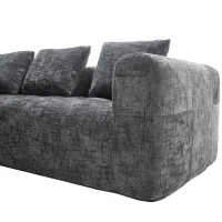 Oversized Modular L-Shaped Sofa with Deep-Seated Sleeper Design, Plush Sectional Sofa with Hidden Side Pockets, 250L x 158W x 60H cm, Grayi(m-12)