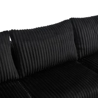 Modular L-Shaped Sectional Sofa with Deep Seat, Plush Corduroy Boneless Couch for Living Room, 257L x 160W x 80H cm, Black(m-10)