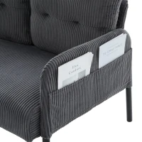 Oversized Two-Seater Corduroy Sofa with Ergonomic Curves, Comfortable Loveseat with Dual Side Storage Pockets, 171L x 72W x 80H cm, Charcoal Grey(m-8)