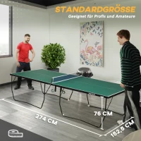 SPORTNOW Tafeltennistafel, groot formaat, opvouwbaar, 8 wielen, incl. rackets en ballen, groen, 2,74 x 1,52 x 0,76 m(m-4)