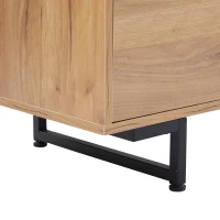 Living Room TV Cabinet with Multi‑Functional Chipboard Storage, Modern TV Stand with 2 Diagonal Drawers, 173L x 38W x 48H cm, Natural Wood(m-13)