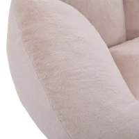 Shell-Shaped Bean Bag Chair with High-Rebound Memory Foam Filling, Ergonomic Floor Lounger with Faux Fur Removable Cover, 100L x 90W x 57H cm, Pink(m-10)