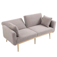 Modern 2-Seater Sofa with 3-Position Adjustable Backrest, Convertible Loveseat with Thick Padded Cushions, 165L x 72.5W x 75H cm, Grey Teddy(m-14)