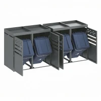 Anthracite Bin Storage Unit with Planter Roof and Rear Drainage, Sleek Dark-Grey Trash Can Shed with Ventilation Slots, 264L x 80W x 125H cm, Grey(m-10)
