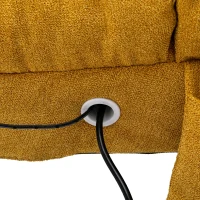 Fabric Relaxation Chaise Longue with Gentle Vibration, Contoured Ergonomic Floor Lounger with Side Pocket, 148L x 55W x 87H cm, Yellow(m-13)
