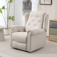 HOMCOM Fauteuil relax massant et chauffant avec dossier et repose-pieds réglable manuellement, poche latérale, beige(m-10)