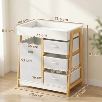 AIYAPLAY Baby Changing Table, Baby Changing Unit with 3 Drawers, Large Basket and Waterproof Pad for Bedroom Nursery, White(m-3)