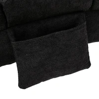 Fabric Relaxation Chaise Longue with Gentle Vibration, Contoured Ergonomic Floor Lounger with Side Pocket, 148L x 55W x 87H cm, Black(m-11)