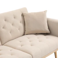 Modern 2-Seater Sofa with 3-Position Adjustable Backrest, Convertible Loveseat with Thick Padded Cushions, 165L x 72.5W x 75H cm, Beige(m-9)