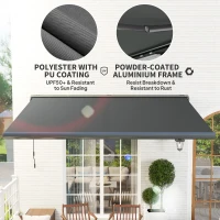 Outsunny 4 x 3(m) Full Cassette Electric Awning with Remote Controller, Aluminium Frame DIY Retractable Garden Awning, UPF50+ Sun Shade Canopy for Deck Door Window, Dark Grey(m-6)