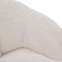 Shell-Shaped Bean Bag Chair with High-Rebound Memory Foam Filling, Ergonomic Floor Lounger with Faux Fur Removable Cover, 100L x 90W x 57H cm, Beige(m-10)
