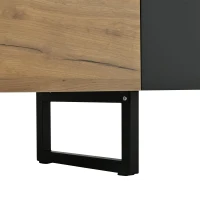 Natural-Wood TV Cabinet with Open Shelves and Soft-Close Doors, Stylish TV Stand with Durable Chipboard Construction, 180L x 40W x 55H cm, Natural(m-9)