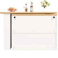360° Rotating Kitchen Island with App-Controlled LED Lights and Music Sync, Extendable Bar Table with 4 Drawers, 135L x 39W x 93H cm, White(m-11)