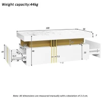 TV Stand and Coffee Table Set with Ample Storage, 2-Piece Living Room Furniture Set with Durable Particleboard, 200L x 40W x 42H cm, White(m-4)
